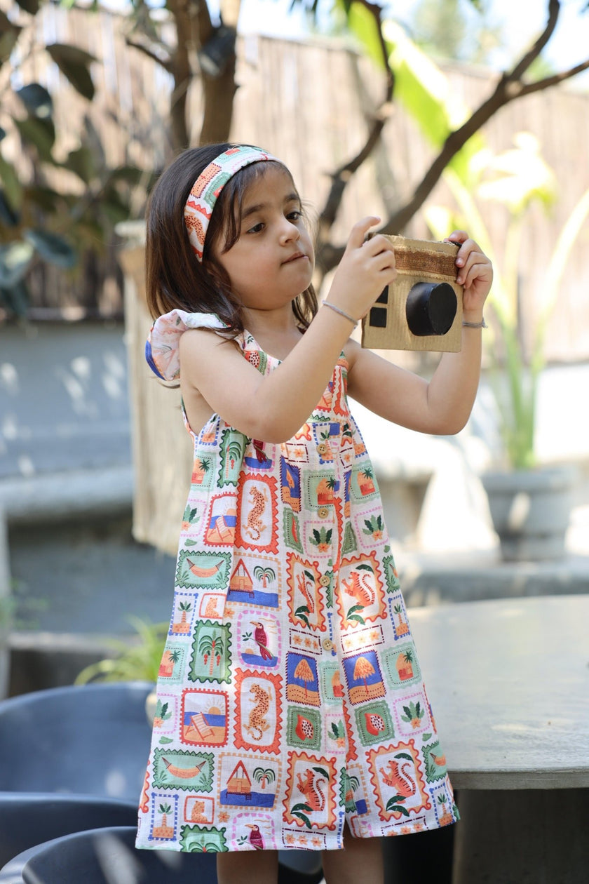 The Wild Emblem Print Pure Linen Dress - Funny Bones Clothings