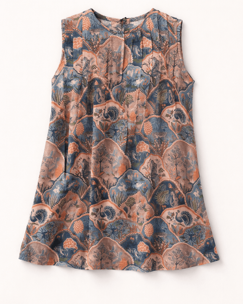 The Wildwood With Fauna Print Premium Linen Dress - Funny Bones Clothings
