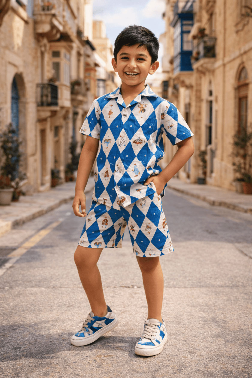 The Wonderfest Caravan Print Premium Linen Coord Set - Funny Bones Clothings