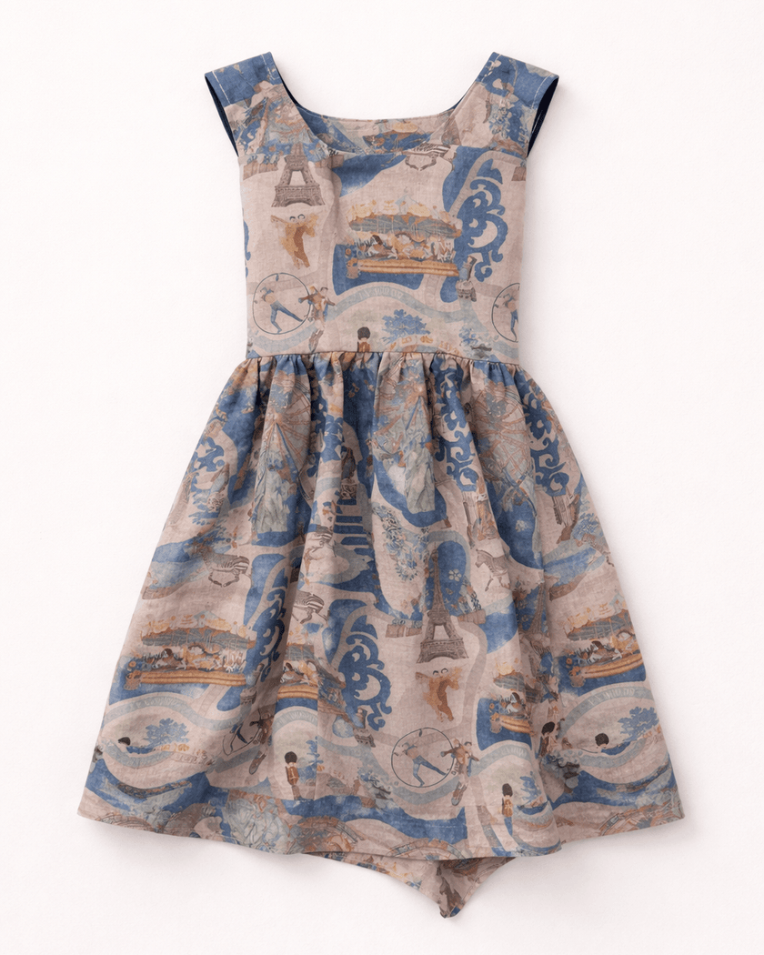 The Wonders Of Carnival Print Premium Linen Dress - Funny Bones Clothings
