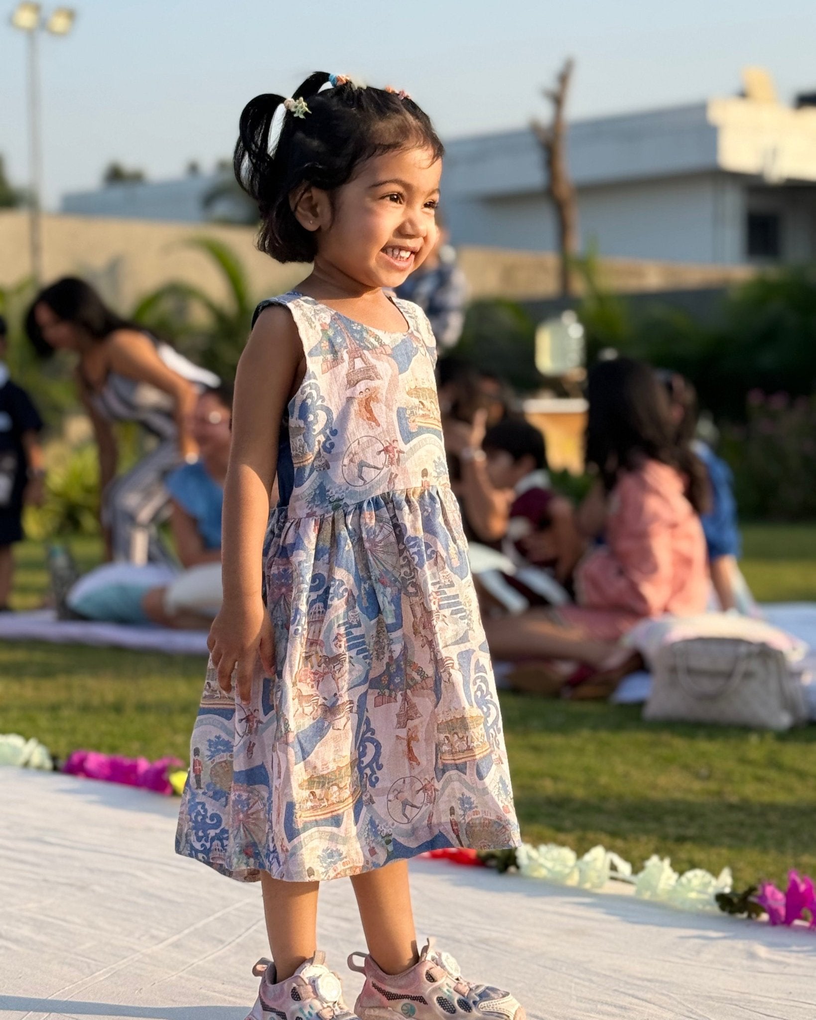 The Wonders Of Carnival Print Premium Linen Dress - Funny Bones Clothings