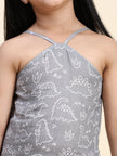TopSkirt Styled Dino Print Pure Linen Dress - Funny Bones Clothings