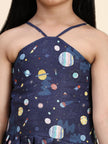 TopSkirt Styled Planet Print Pure Linen Dress - Funny Bones Clothings