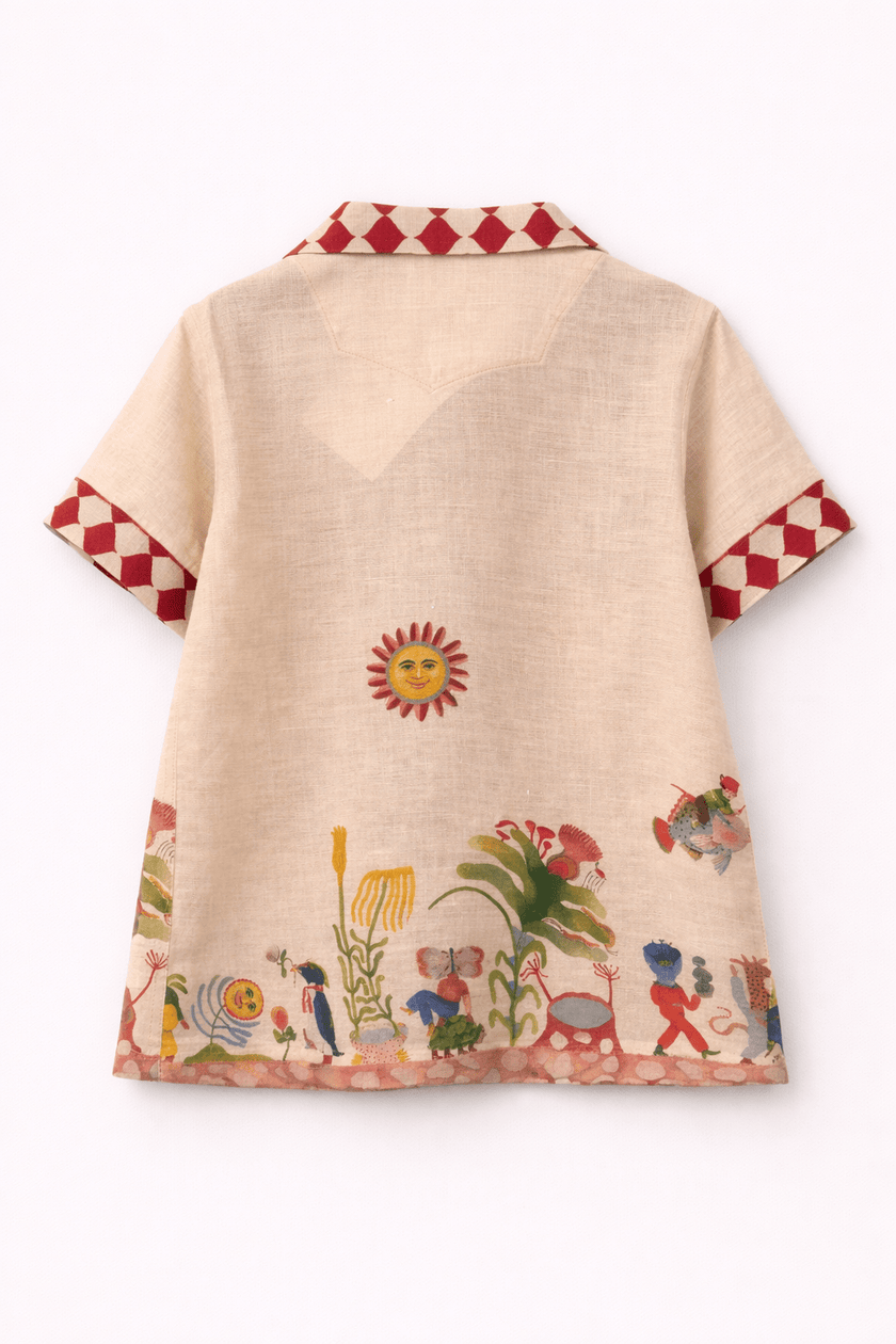 Truffle Meadow Promenade Print Premium Linen Coord Set - Funny Bones Clothings