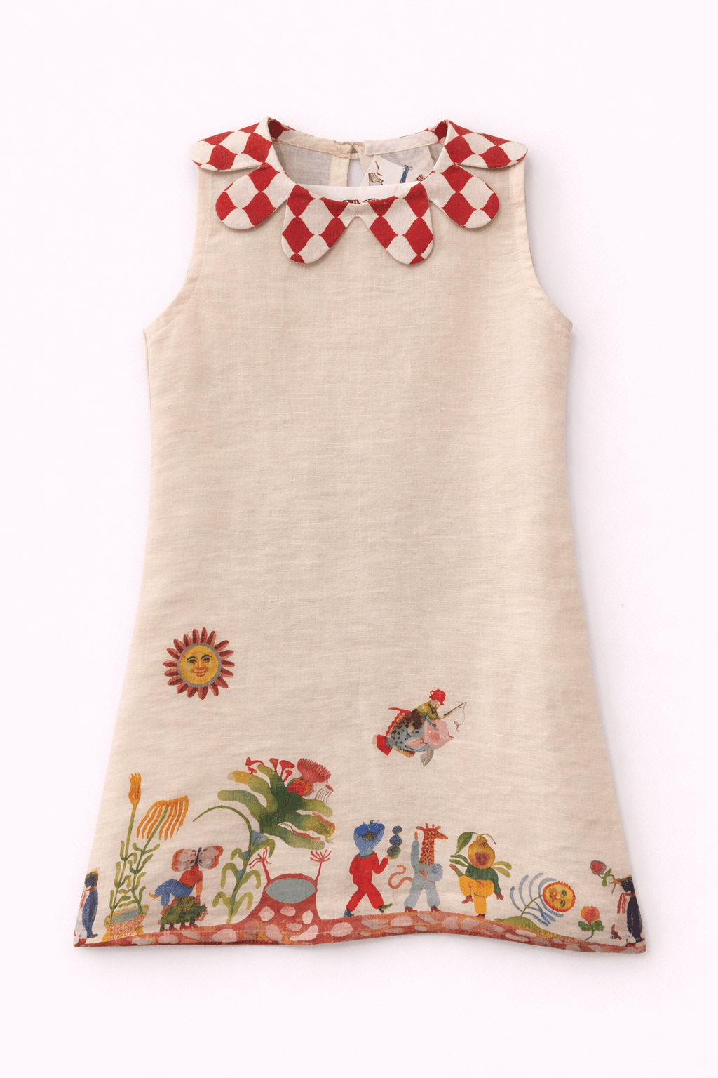 Truffle Meadow Promenade Print Premium Linen Dress - Funny Bones Clothings