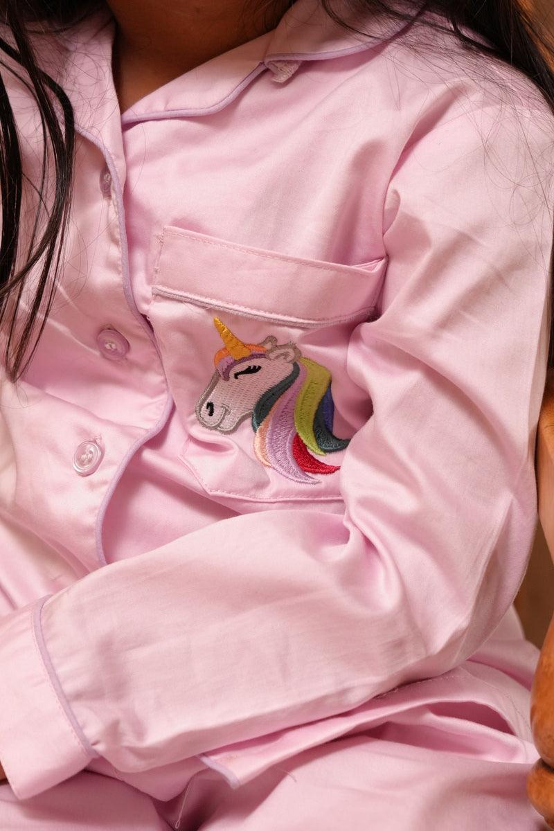 Unicorn Themed Embriodered Night Suit - Funny Bones Clothings