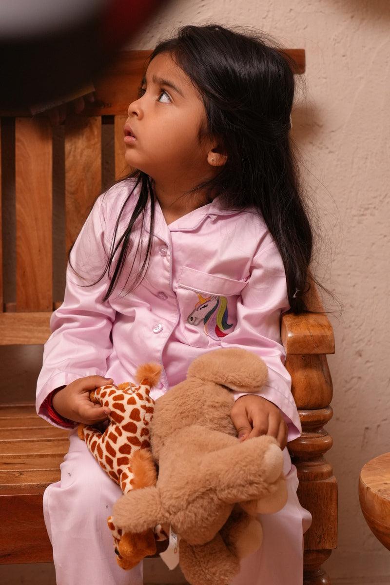 Unicorn Themed Embriodered Night Suit - Funny Bones Clothings