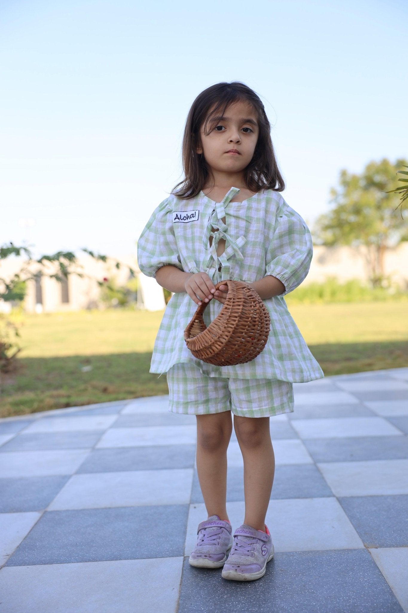 Verdant Checks Pure Linen Co-ord Set - Funny Bones Clothings
