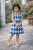 Vintage Circus Harlequin Print Premium Linen Dress - Funny Bones Clothings