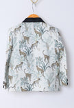 White Leopard Printed Pure Linen Blazer Set - Funny Bones Clothings