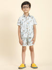White Leopard Printed Pure Linen Premium Co-ords - Funny Bones Clothings