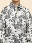 Wildlife Print Pure Linen Kurta and Premium Cotton Pajama Set - Funny Bones Clothings