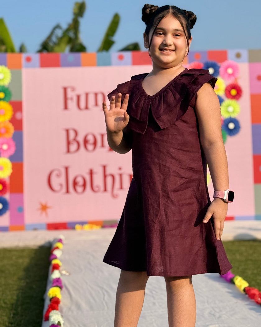 Wildwood Berry Solid Premium Linen Dress - Funny Bones Clothings