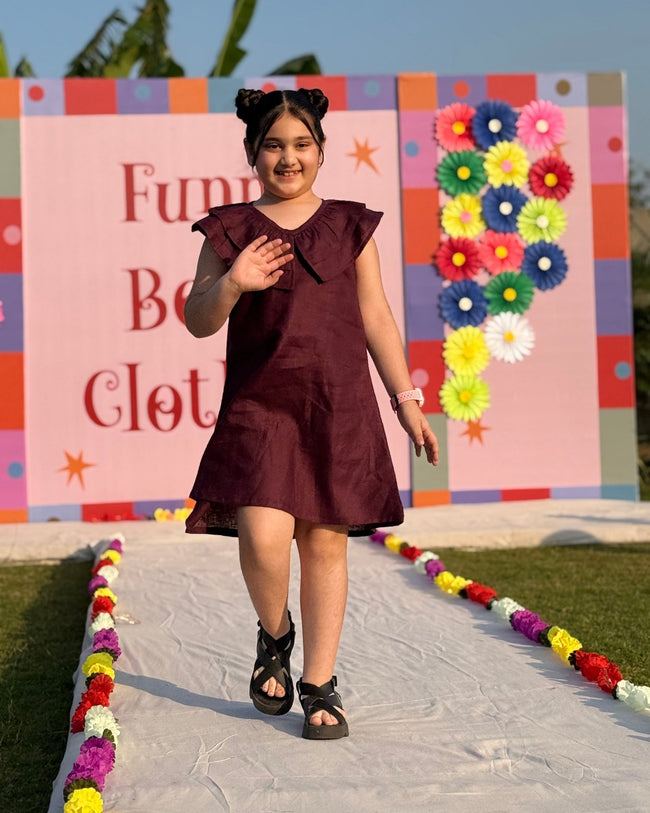 Wildwood Berry Solid Premium Linen Dress - Funny Bones Clothings
