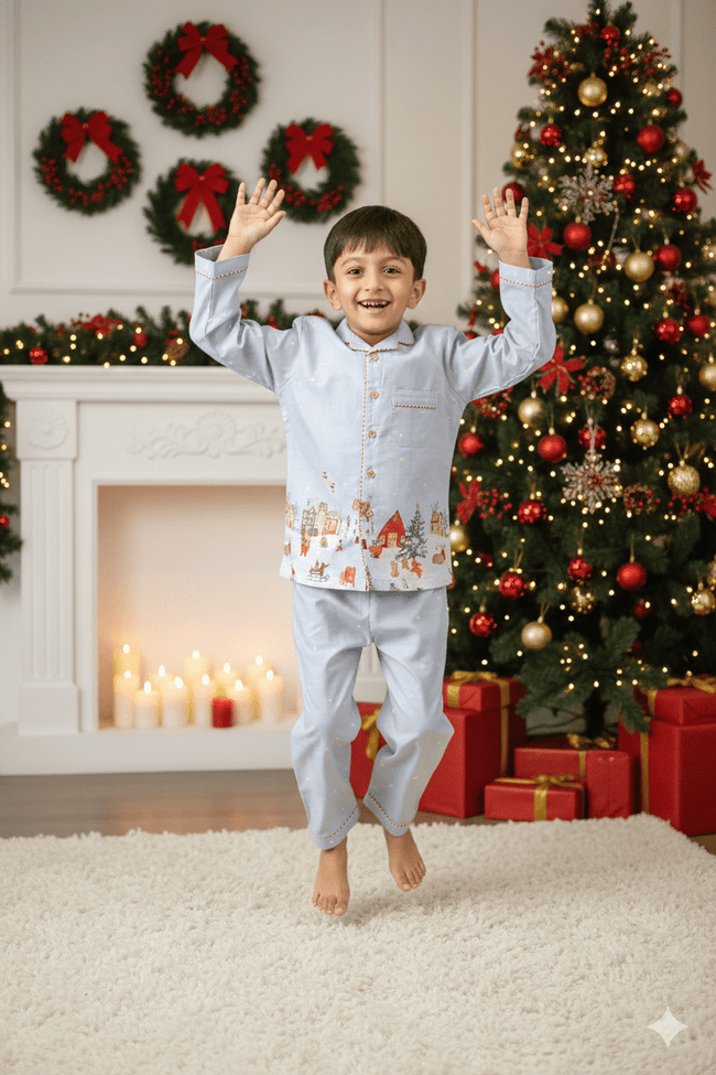 Winter Fairy Village Themed Night Suit - Funny Bones Clothings
