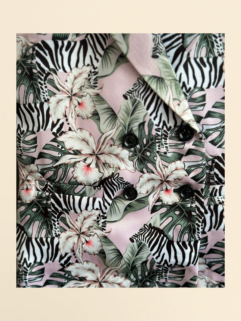 Zebra Print Satin Blazer Dress - Funny Bones Clothings