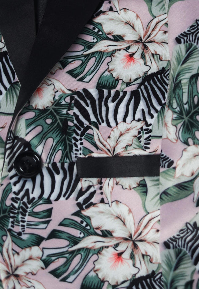 Zebra Printed Satin Blazer Set - Funny Bones Clothings