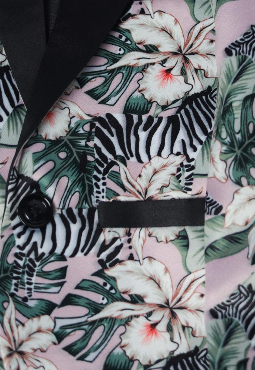 Zebra Printed Satin Blazer Set - Funny Bones Clothings