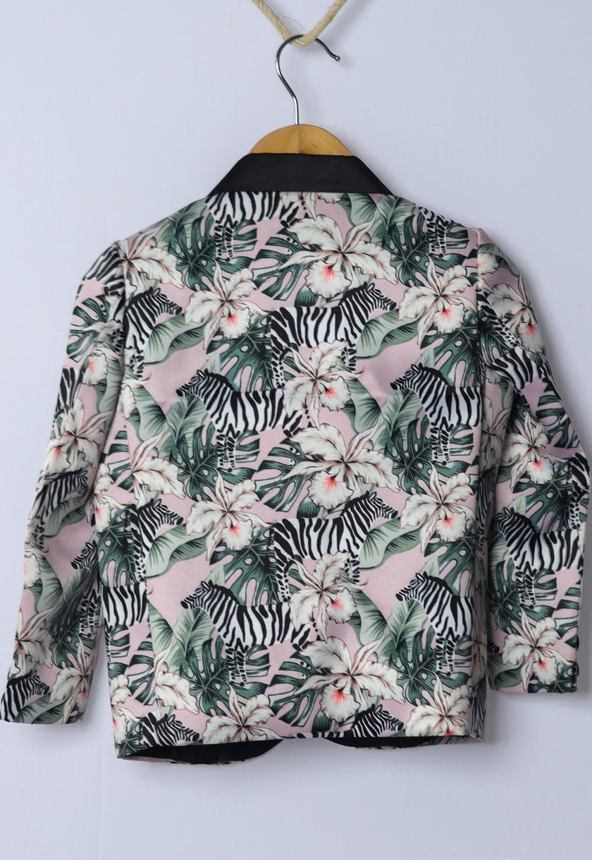 Zebra Printed Satin Blazer Set - Funny Bones Clothings