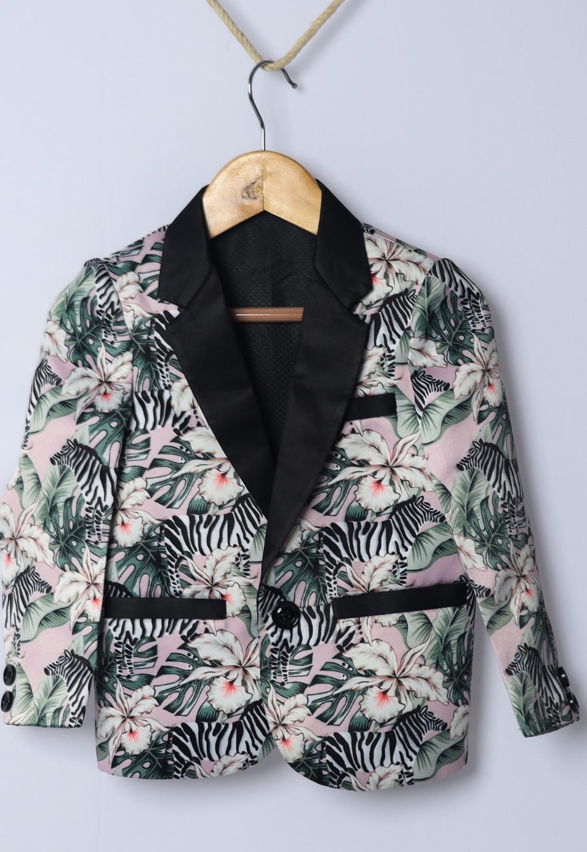 Zebra Printed Satin Blazer Set - Funny Bones Clothings