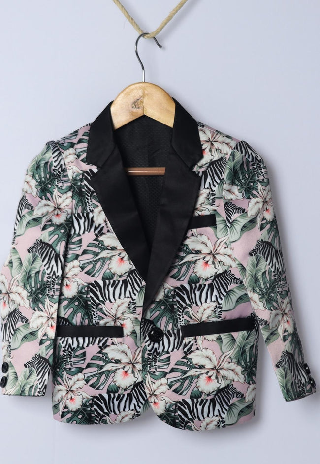 Zebra Printed Satin Blazer Set - Funny Bones Clothings